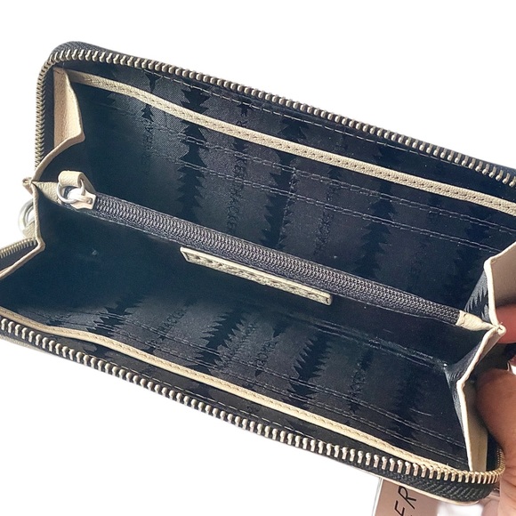 THACKER Camila Single Zip Around Large Wallet Taupe/Beige/Silver - Picture 3 of 10